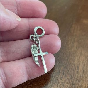 Wild Prairie Silver ‘Pandora’ charm w angel wing and cross